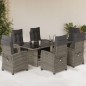 vidaXL 7-tlg. Garten-Essgruppe mit Kissen Grau Poly Rattan vidaXL 7-tlg. Garten-Essgruppe mit Kissen Grau Poly Rattan