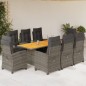 vidaXL 9-tlg. Garten-Essgruppe mit Kissen Grau Poly Rattan vidaXL 9-tlg. Garten-Essgruppe mit Kissen Grau Poly Rattan