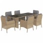 vidaXL 7-tlg. Garten-Essgruppe mit Kissen Beige Poly Rattan vidaXL 7-tlg. Garten-Essgruppe mit Kissen Beige Poly Rattan