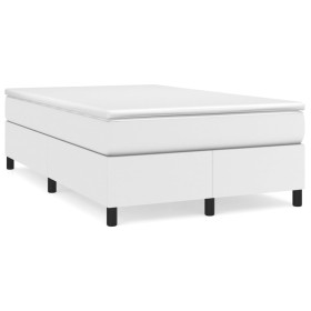 vidaXL Boxspringbett mit Matratze Weiß 120x190 cm Kunstleder