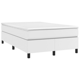 vidaXL Boxspringbett mit Matratze Weiß 120x190 cm Kunstleder