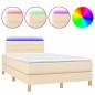vidaXL Boxspringbett mit Matratze & LED Creme 120x190 cm Stoff vidaXL Boxspringbett mit Matratze & LED Creme 120x190 cm Stoff