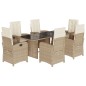 vidaXL 7-tlg. Garten-Essgruppe mit Kissen Beige Poly Rattan vidaXL 7-tlg. Garten-Essgruppe mit Kissen Beige Poly Rattan
