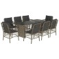 vidaXL 9-tlg. Garten-Essgruppe mit Kissen Grau Poly Rattan vidaXL 9-tlg. Garten-Essgruppe mit Kissen Grau Poly Rattan