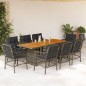 vidaXL 9-tlg. Garten-Essgruppe mit Kissen Grau Poly Rattan vidaXL 9-tlg. Garten-Essgruppe mit Kissen Grau Poly Rattan