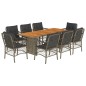 vidaXL 9-tlg. Garten-Essgruppe mit Kissen Grau Poly Rattan vidaXL 9-tlg. Garten-Essgruppe mit Kissen Grau Poly Rattan