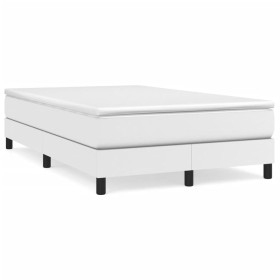 vidaXL Boxspringbett mit Matratze Weiß 120x190 cm Kunstleder