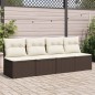 vidaXL Gartensofa mit Kissen 4-Sitzer Braun Poly Rattan vidaXL Gartensofa mit Kissen 4-Sitzer Braun Poly Rattan