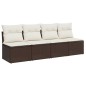 vidaXL Gartensofa mit Kissen 4-Sitzer Braun Poly Rattan vidaXL Gartensofa mit Kissen 4-Sitzer Braun Poly Rattan