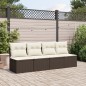 vidaXL Gartensofa mit Kissen 4-Sitzer Braun Poly Rattan vidaXL Gartensofa mit Kissen 4-Sitzer Braun Poly Rattan