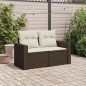 vidaXL Gartensofa mit Kissen 2-Sitzer Braun Poly Rattan vidaXL Gartensofa mit Kissen 2-Sitzer Braun Poly Rattan