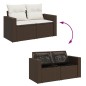 vidaXL Gartensofa mit Kissen 2-Sitzer Braun Poly Rattan vidaXL Gartensofa mit Kissen 2-Sitzer Braun Poly Rattan