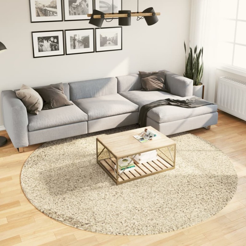 vidaXL Teppich Shaggy Hochflor Modern Golden Ø 240 cm vidaXL Teppich Shaggy Hochflor Modern Golden Ø 240 cm