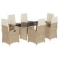 vidaXL 7-tlg. Garten-Essgruppe mit Kissen Beige Poly Rattan vidaXL 7-tlg. Garten-Essgruppe mit Kissen Beige Poly Rattan