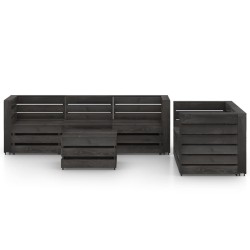 6-tlg. Garten-Lounge-Set Grau Imprägniertes Kiefernholz