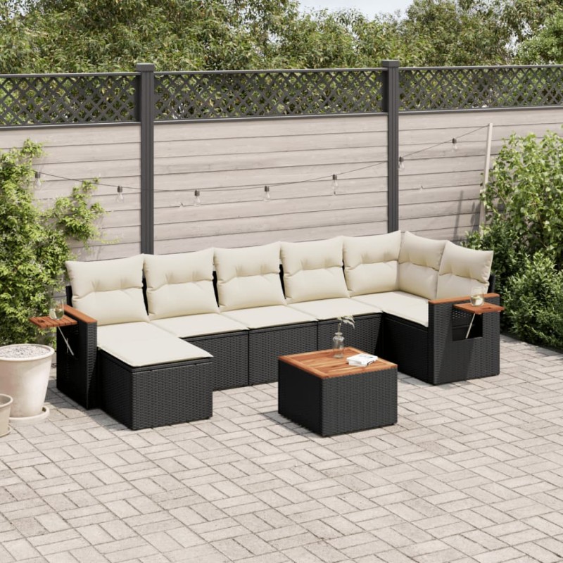 vidaXL 8-tlg. Garten-Sofagarnitur mit Kissen Schwarz Poly Rattan vidaXL 8-tlg. Garten-Sofagarnitur mit Kissen Schwarz Poly Rattan
