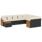 vidaXL 10-tlg. Garten-Sofagarnitur mit Kissen Schwarz Poly Rattan vidaXL 10-tlg. Garten-Sofagarnitur mit Kissen Schwarz Poly Rattan