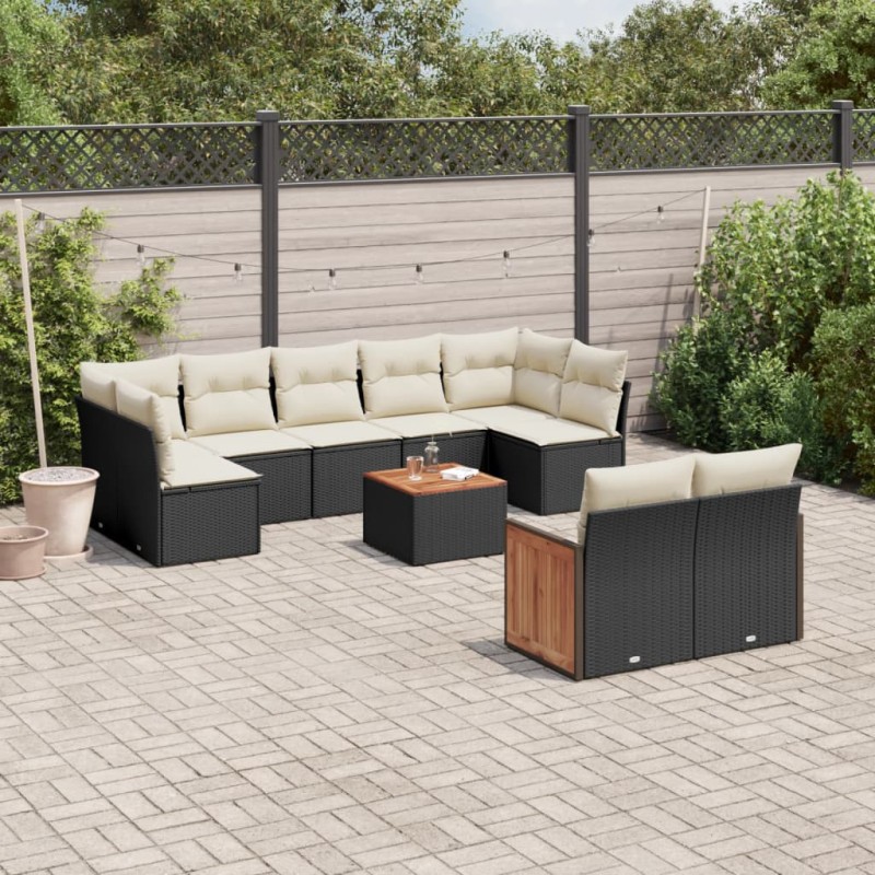 vidaXL 10-tlg. Garten-Sofagarnitur mit Kissen Schwarz Poly Rattan vidaXL 10-tlg. Garten-Sofagarnitur mit Kissen Schwarz Poly Rattan