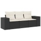 vidaXL 3-tlg. Garten-Sofagarnitur mit Kissen Schwarz Poly Rattan vidaXL 3-tlg. Garten-Sofagarnitur mit Kissen Schwarz Poly Rattan
