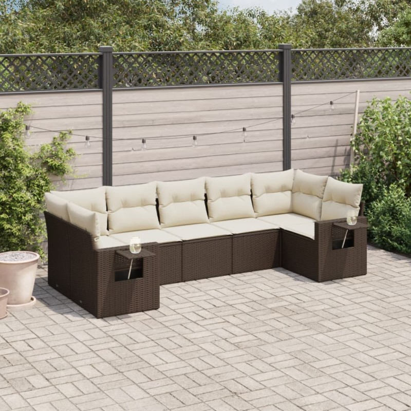 vidaXL 7-tlg. Garten-Sofagarnitur mit Kissen Braun Poly Rattan vidaXL 7-tlg. Garten-Sofagarnitur mit Kissen Braun Poly Rattan