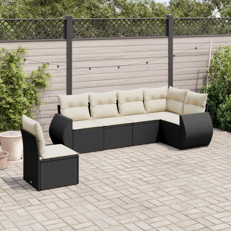 vidaXL 6-tlg. Garten-Sofagarnitur mit Kissen Schwarz Poly Rattan vidaXL 6-tlg. Garten-Sofagarnitur mit Kissen Schwarz Poly Rattan