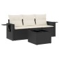 vidaXL 4-tlg. Garten-Sofagarnitur mit Kissen Schwarz Poly Rattan vidaXL 4-tlg. Garten-Sofagarnitur mit Kissen Schwarz Poly Rattan