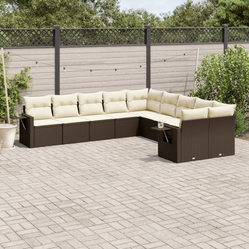 vidaXL 10-tlg. Garten-Sofagarnitur mit Kissen Braun Poly Rattan vidaXL 10-tlg. Garten-Sofagarnitur mit Kissen Braun Poly Rattan