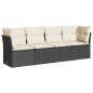 vidaXL 4-tlg. Garten-Sofagarnitur mit Kissen Schwarz Poly Rattan vidaXL 4-tlg. Garten-Sofagarnitur mit Kissen Schwarz Poly Rattan