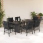 vidaXL 7-tlg. Garten-Essgruppe mit Kissen Schwarz Poly Rattan vidaXL 7-tlg. Garten-Essgruppe mit Kissen Schwarz Poly Rattan
