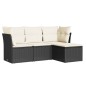 vidaXL 4-tlg. Garten-Sofagarnitur mit Kissen Schwarz Poly Rattan vidaXL 4-tlg. Garten-Sofagarnitur mit Kissen Schwarz Poly Rattan