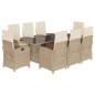 vidaXL 9-tlg. Garten-Essgruppe mit Kissen Beige Poly Rattan vidaXL 9-tlg. Garten-Essgruppe mit Kissen Beige Poly Rattan
