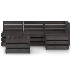 vidaXL 5-tlg. Garten-Lounge-Set Grau Imprägniertes Kiefernholz