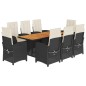 vidaXL 9-tlg. Garten-Essgruppe mit Kissen Schwarz Poly Rattan vidaXL 9-tlg. Garten-Essgruppe mit Kissen Schwarz Poly Rattan