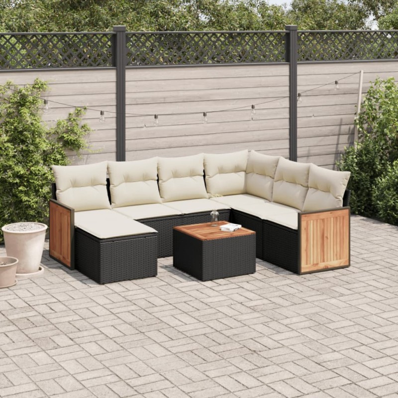 vidaXL 8-tlg. Garten-Sofagarnitur mit Kissen Schwarz Poly Rattan vidaXL 8-tlg. Garten-Sofagarnitur mit Kissen Schwarz Poly Rattan