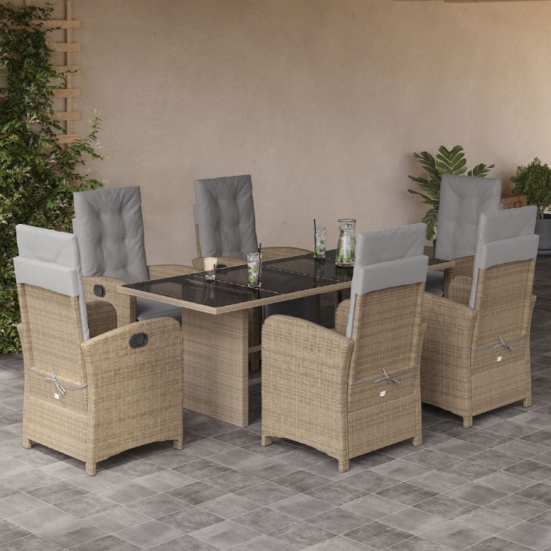 vidaXL 7-tlg. Garten-Essgruppe mit Kissen Beige Poly Rattan vidaXL 7-tlg. Garten-Essgruppe mit Kissen Beige Poly Rattan