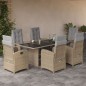 vidaXL 7-tlg. Garten-Essgruppe mit Kissen Beige Poly Rattan vidaXL 7-tlg. Garten-Essgruppe mit Kissen Beige Poly Rattan