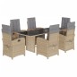 vidaXL 7-tlg. Garten-Essgruppe mit Kissen Beige Poly Rattan vidaXL 7-tlg. Garten-Essgruppe mit Kissen Beige Poly Rattan