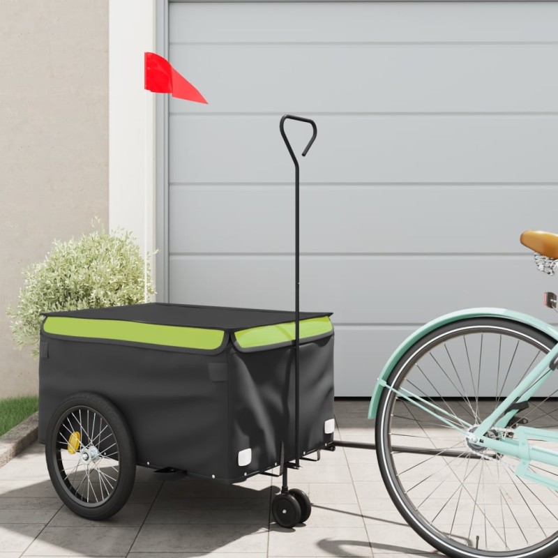 vidaXL Fahrradanhänger Schwarz und Grün 30 kg Eisen vidaXL Fahrradanhänger Schwarz und Grün 30 kg Eisen