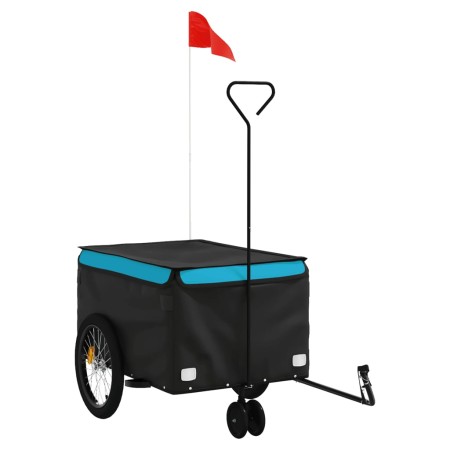 vidaXL Fahrradanhänger Schwarz und Blau 30 kg Eisen