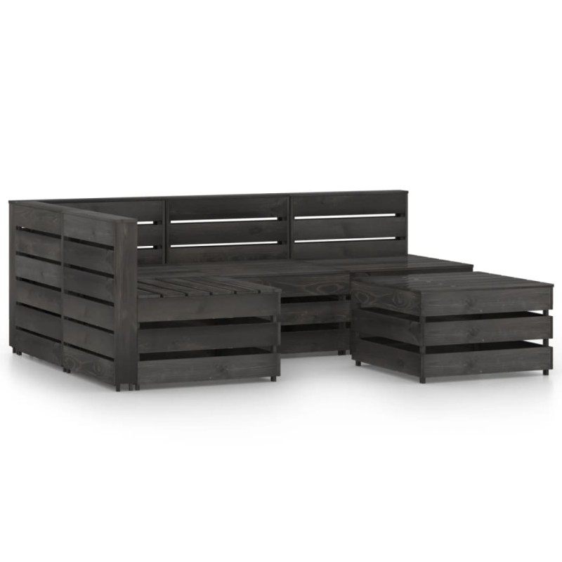 5-tlg. Garten-Lounge-Set Grau Imprägniertes Kiefernholz 5-tlg. Garten-Lounge-Set Grau Imprägniertes Kiefernholz