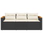 vidaXL Gartensofa mit Kissen 3-Sitzer Schwarz Poly Rattan vidaXL Gartensofa mit Kissen 3-Sitzer Schwarz Poly Rattan
