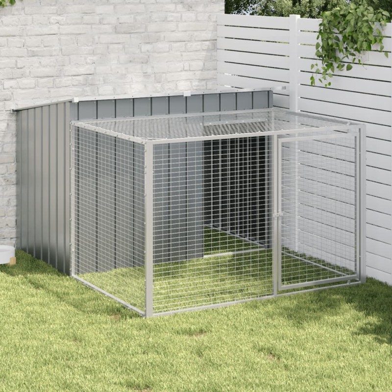 vidaXL Hundehütte mit Auslauf Anthrazit 153x194x110cm Verzinkter Stahl vidaXL Hundehütte mit Auslauf Anthrazit 153x194x110cm Verzinkter Stahl