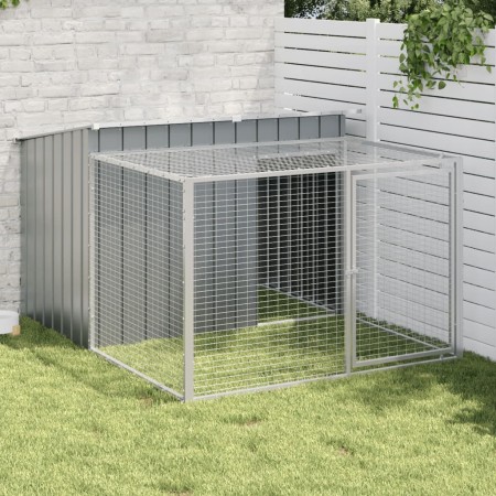 vidaXL Hundehütte mit Auslauf Anthrazit 153x194x110cm Verzinkter Stahl