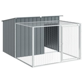 vidaXL Hundehütte mit Auslauf Anthrazit 153x194x110cm Verzinkter Stahl