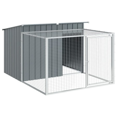 vidaXL Hundehütte mit Auslauf Anthrazit 153x194x110cm Verzinkter Stahl