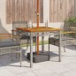 vidaXL Gartentisch Grau 80x80x75 cm Poly Rattan Akazienholz vidaXL Gartentisch Grau 80x80x75 cm Poly Rattan Akazienholz