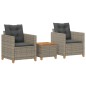 vidaXL 3-tlg. Bistro-Set mit Kissen Grau Poly Rattan Akazienholz vidaXL 3-tlg. Bistro-Set mit Kissen Grau Poly Rattan Akazienholz