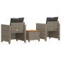 vidaXL 3-tlg. Bistro-Set mit Kissen Grau Poly Rattan Akazienholz vidaXL 3-tlg. Bistro-Set mit Kissen Grau Poly Rattan Akazienholz