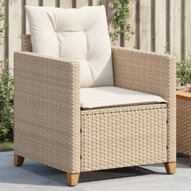 vidaXL Gartensessel mit Kissen Beige Poly Rattan