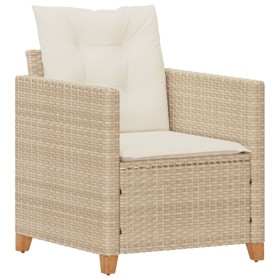 vidaXL Gartensessel mit Kissen Beige Poly Rattan